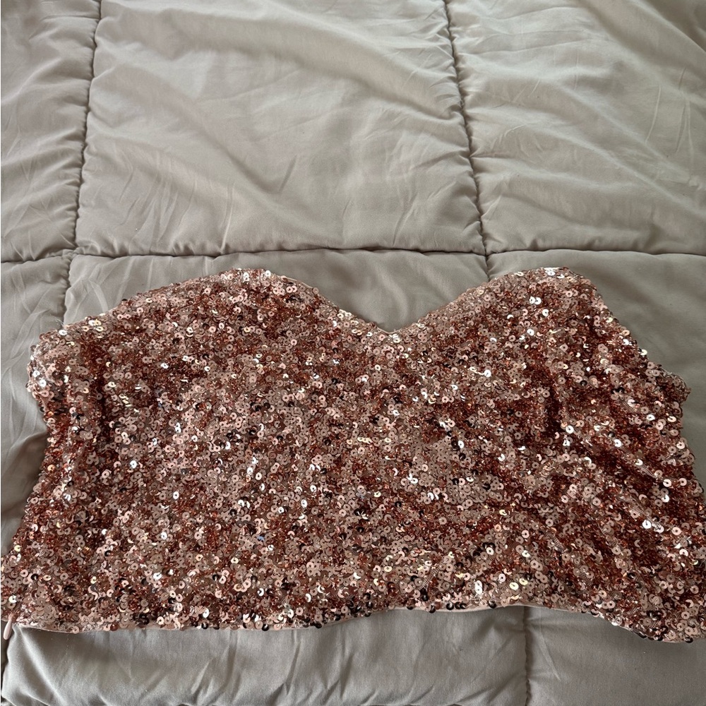 Sequin Strapless Top